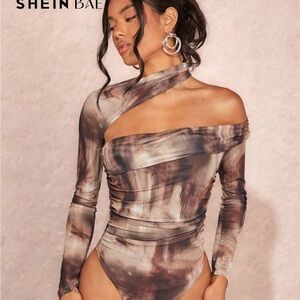 SHEIN Asymmetrical Brown Bodysuit